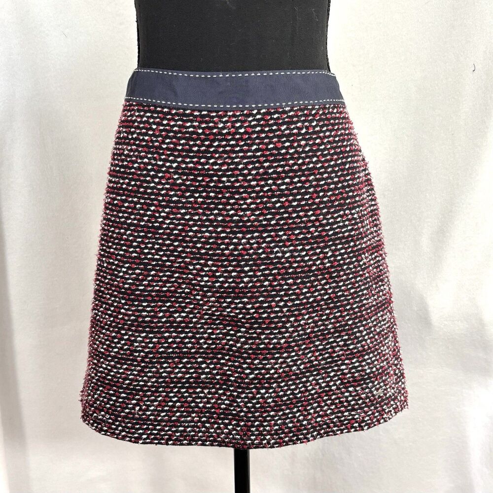 TOMMY HILFIGER Tweed Mini Skirt Blue Red Mix Lined